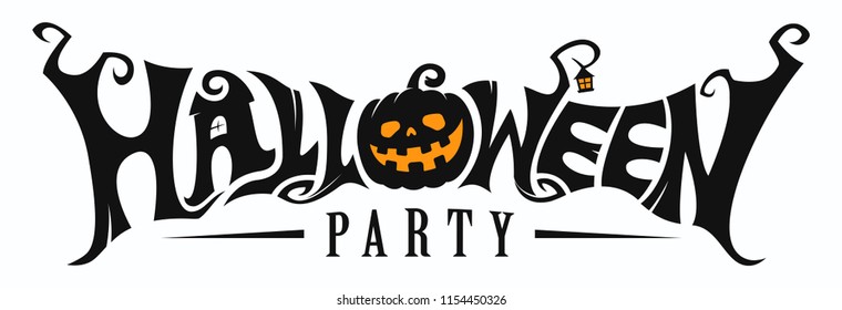 Happy Halloween Text Banner, Vector