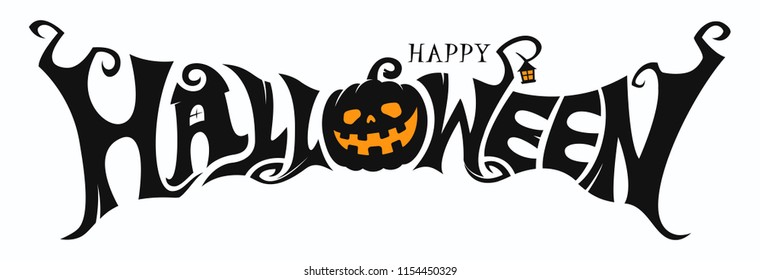 Happy Halloween Text Banner Vector Stock Vector (Royalty Free) 1154450329