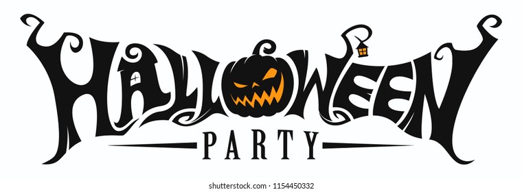 Happy Halloween Text Banner, Vector