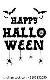 Happy Halloween Text Banner, Vector