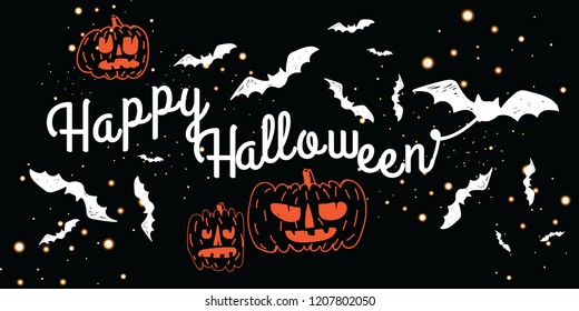 Happy Halloween Text Banner, Vector EPS 10