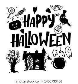 Happy Halloween Text Banner, Vector