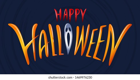 Happy Halloween Text Banner, Vector