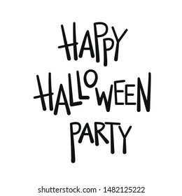 Happy Halloween Text Banner. Vector lettering. Holiday calligraphy with spider and web for banner, poster, greeting card, party invitation. Isolated. Vector stock illustration, EPS 10.