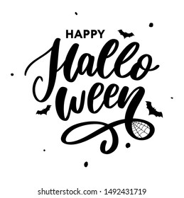 Happy Halloween Text Banner, Vector lettering calligraphy