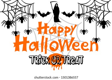 Happy Halloween Text Banner, Vector