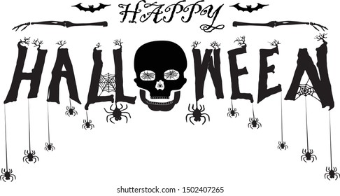 Happy Halloween Text Banner, Vector