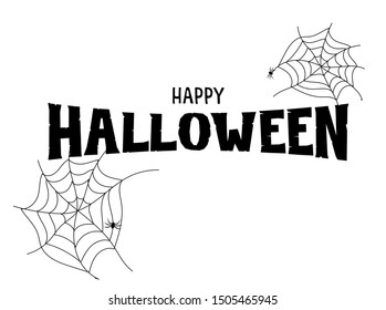 Happy Halloween Text Banner. Vector abstract Holiday with spider and web for banner, poster, greeting card, party invitation. Isolated illustration.