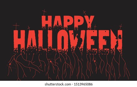 Happy Halloween Text Banner, Vector, poster cartoon design. 
