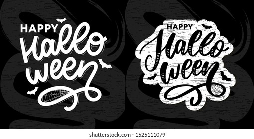 Happy Halloween Text Banner, Vector lettering calligraphy