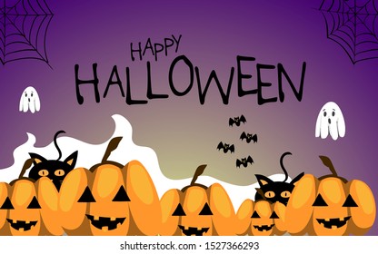 Happy Halloween Text Banner, Vector