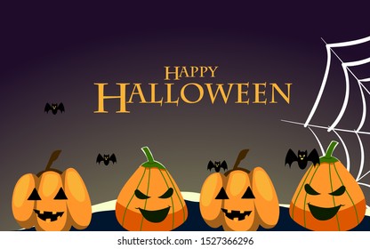 Happy Halloween Text Banner, Vector