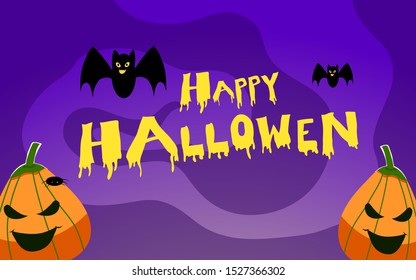 Happy Halloween Text Banner, Vector