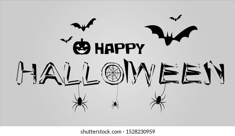 Happy Halloween Text Banner, Vector