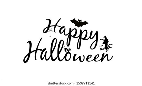 Happy Halloween Text Banner, Vector