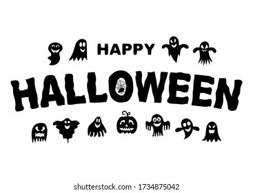 Cartel de texto feliz de Halloween. Ilustración del vector