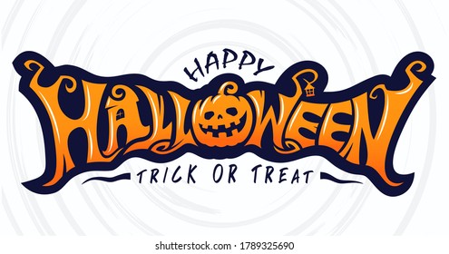 Happy Halloween Text Banner, Vector