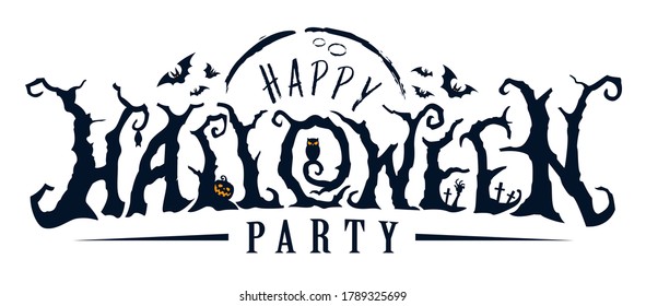 Happy Halloween Text Banner, Vector