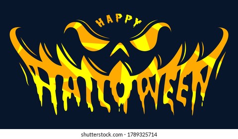 Happy Halloween Text Banner, Vector