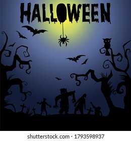 Happy Halloween Text Banner, Vector