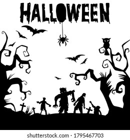 Cartel de texto de Halloween feliz, vector