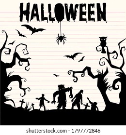 Happy Halloween Text Banner, Vector