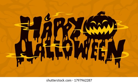 Happy Halloween Text Banner, Vector