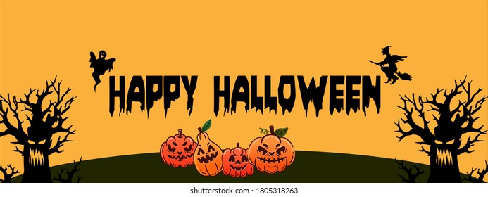 Happy halloween text banner. Halloween vector logo