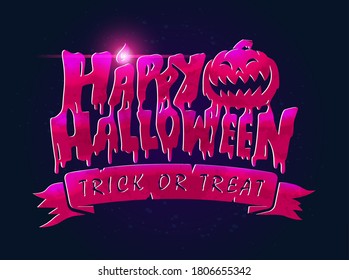 Happy Halloween Text Banner, Vector
