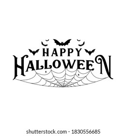 Happy Halloween Text Banner, Vector Illustration