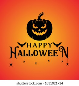 Happy Halloween Text Banner, Vector Illustration