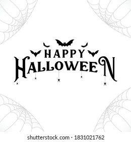 Happy Halloween Text Banner, Vector Illustration
