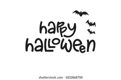 Happy Halloween text banner, vector illustration.