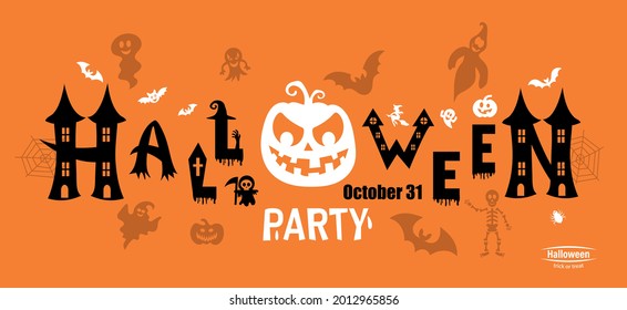 Happy Halloween Text Banner. Vector illustration