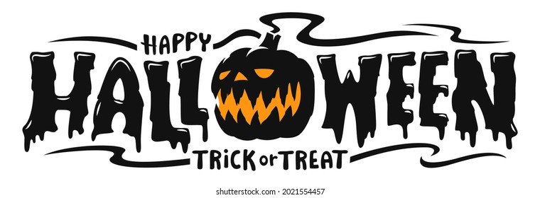 Happy Halloween Text Banner, Vector