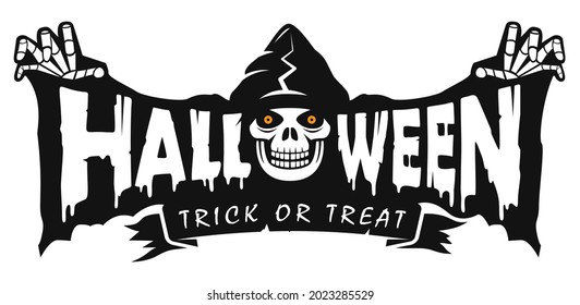 Cartel de texto de Halloween feliz, vector
