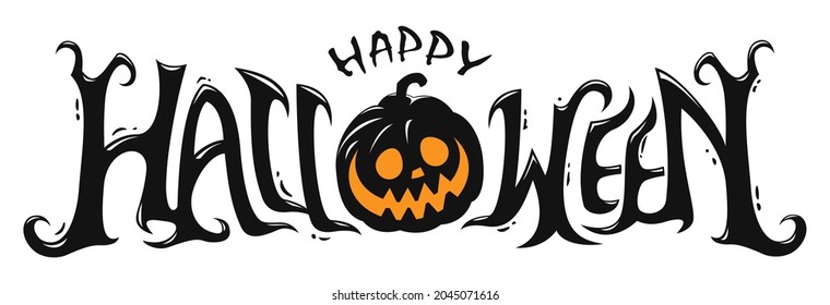 Happy Halloween Text Banner, Vector