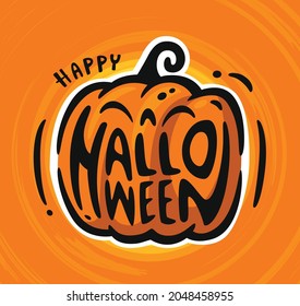 Happy Halloween Text Banner, Vector