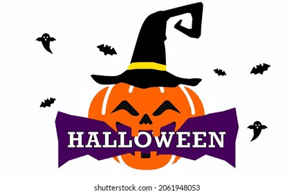 Happy Halloween Text Banner, Vector 02