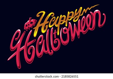 Happy Halloween Text Banner, Vector
