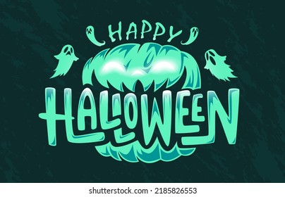 Happy Halloween Text Banner, Vector
