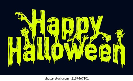 Happy Halloween Text Banner, Vector