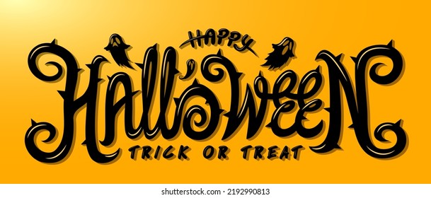 Happy Halloween Text Banner, Vector