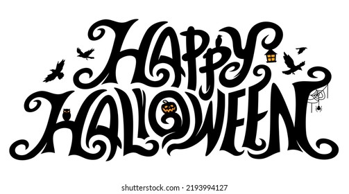 Happy Halloween Text Banner, Vector