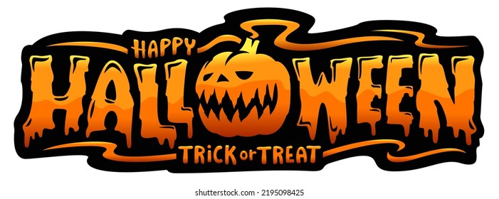 Happy Halloween Text Banner, Vector