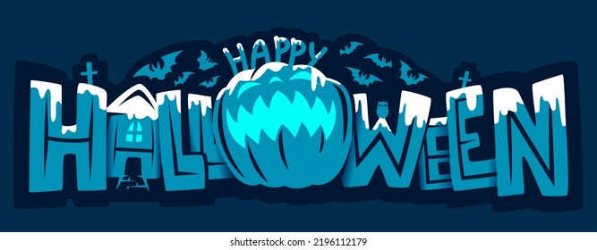 Happy Halloween Text Banner, Vector