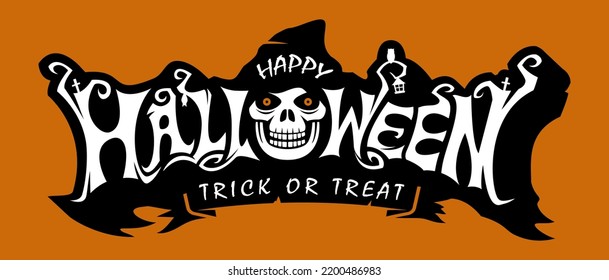 Happy Halloween Text Banner, Vector