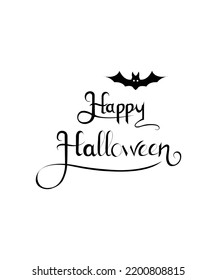 Happy Halloween Text Banner, Vector. Happy Halloween with bat isolated on white background. Happy Halloween. illustration vector. 