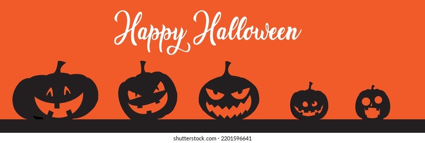 Happy Halloween Text Banner, Vector
