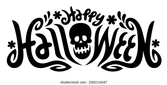 Happy Halloween Text Banner, Vector